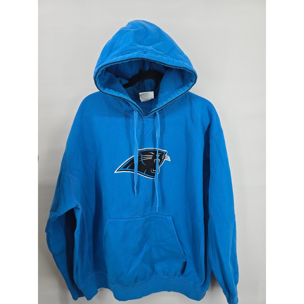 NFL Carolina Panthers Hoodie Mens Large Blue EmbroideredLogo Pullover Sweatshirt